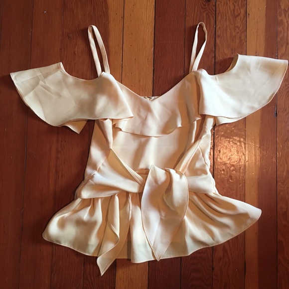 Club Monaco Cold Shoulder Ruffle Peplum Top - Picture 3 of 6